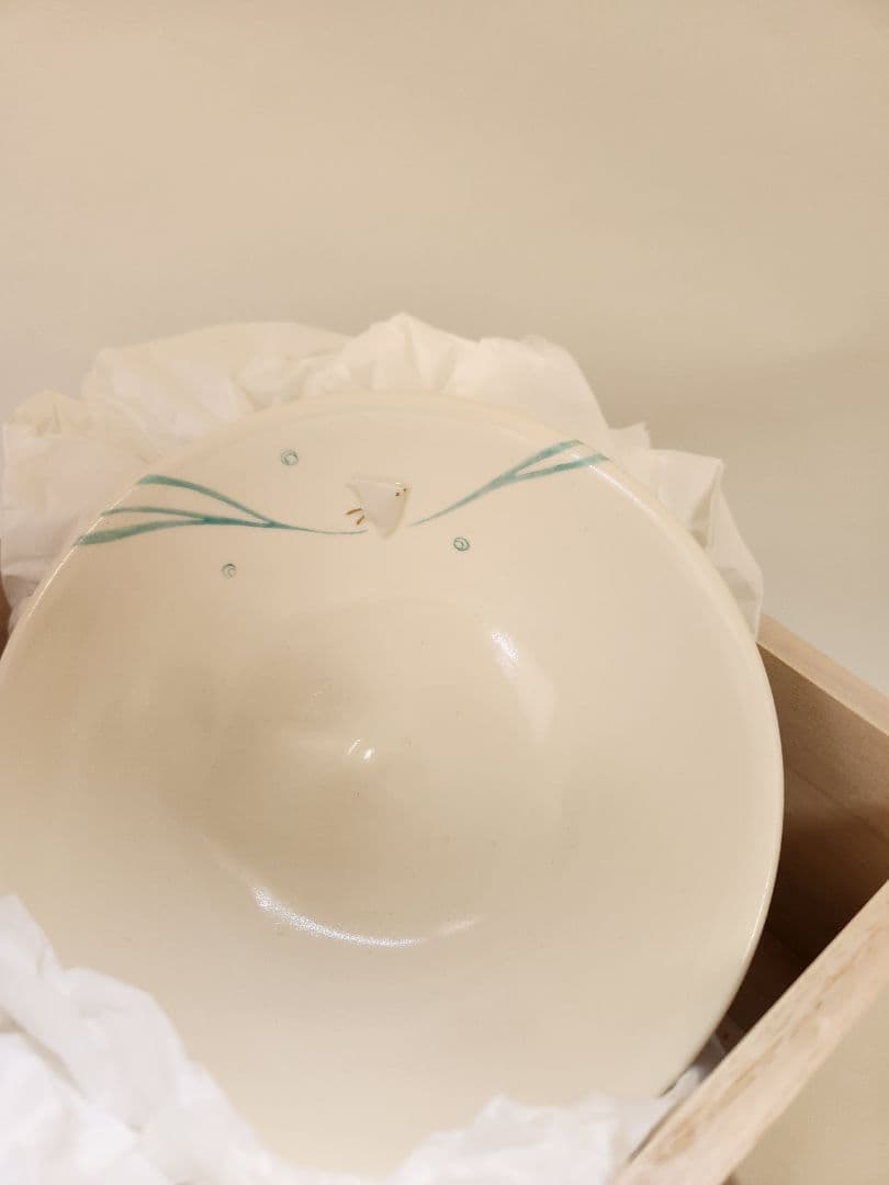 今岡三四郎　平茶碗 　　　　　　　　⭐浮彫　波に千鳥⭐未使用新品