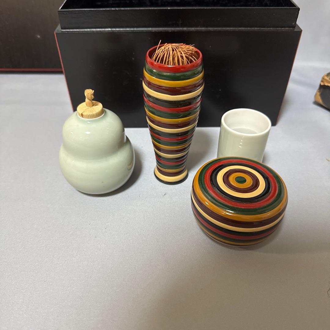 茶道具セット 色とりどりの器具　骨董品　茶箱　一式
