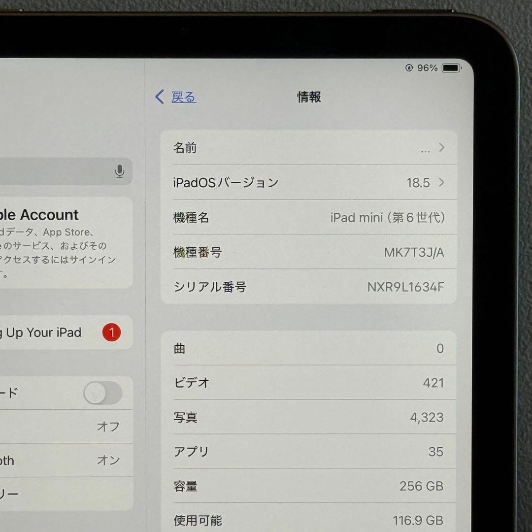 【ほぼ未使用】iPadmini 第6世代 256GB Wifi全付属品付き