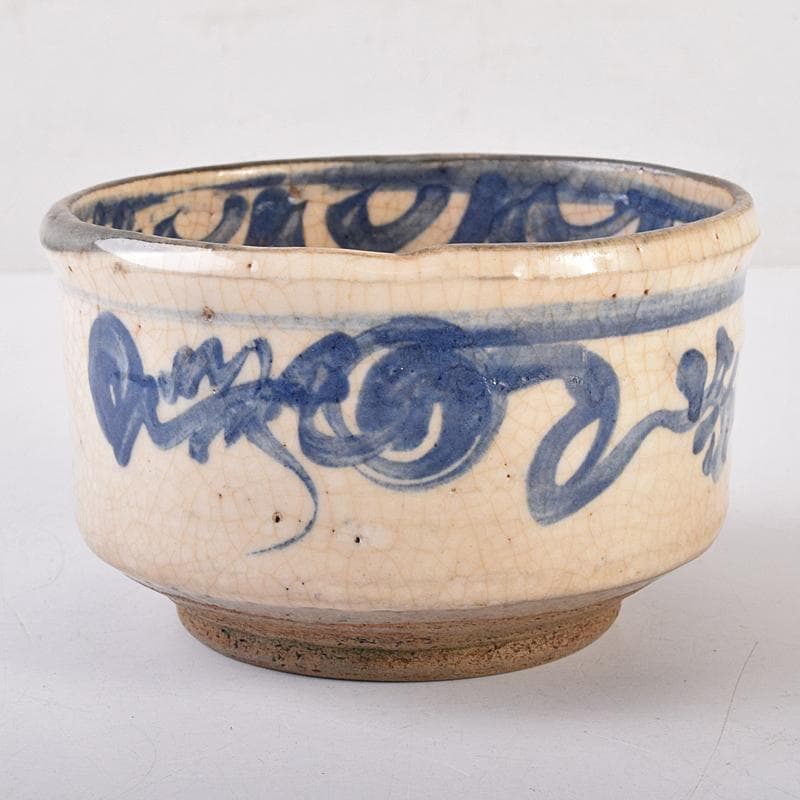 茶道具　野々村仁清作　染付　小茶碗　時代箱付　V　R8836