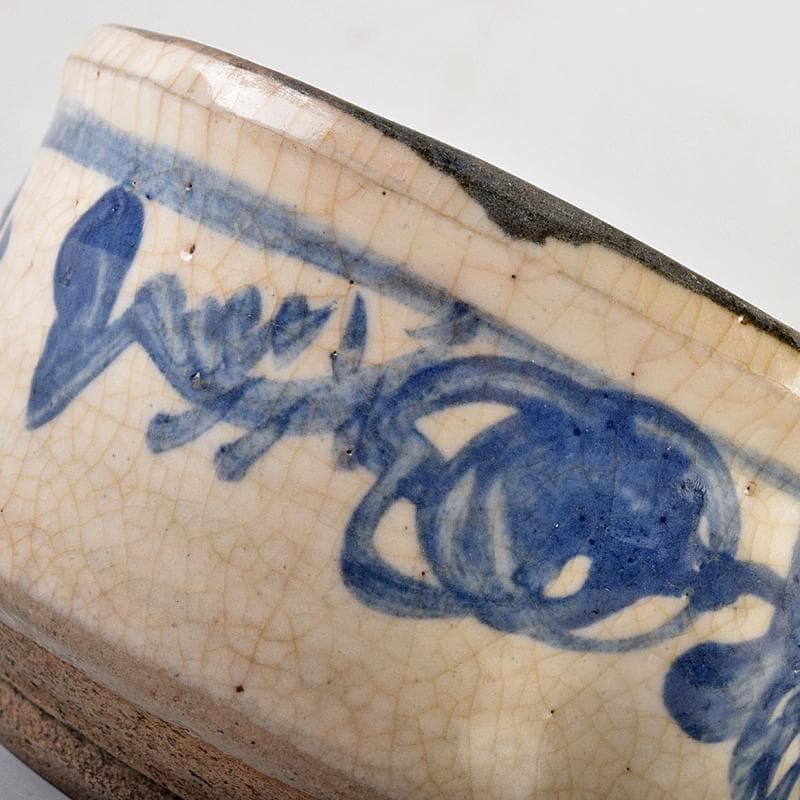 茶道具　野々村仁清作　染付　小茶碗　時代箱付　V　R8836