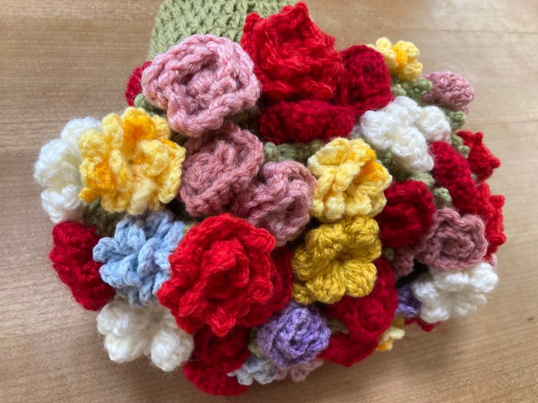 ブーケブランケット　かぎ針編みの花束　薔薇