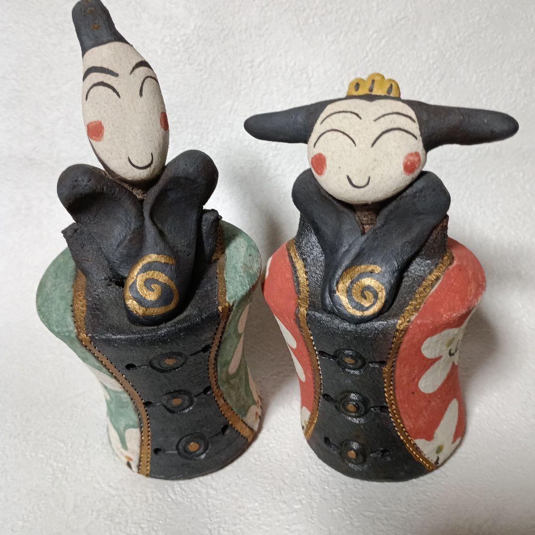 瀬戸の造形作家　渡辺志野さんの陶器製 ひな人形 2体セット　創作雛人形