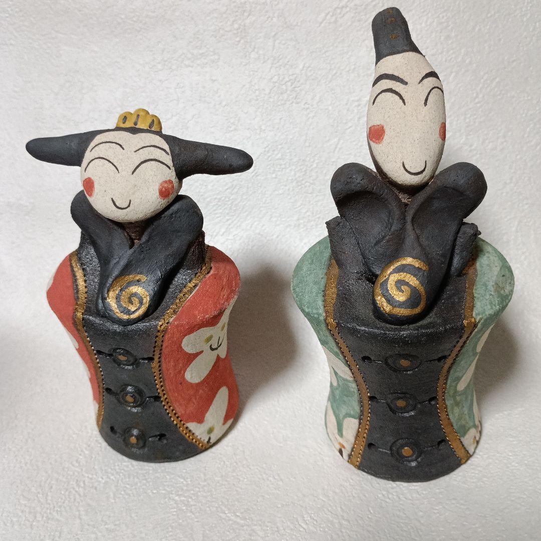 瀬戸の造形作家　渡辺志野さんの陶器製 ひな人形 2体セット　創作雛人形
