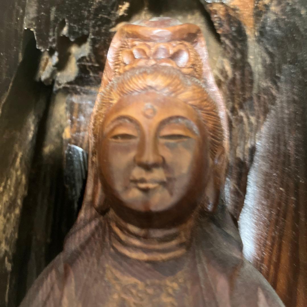 木彫り　観音菩薩