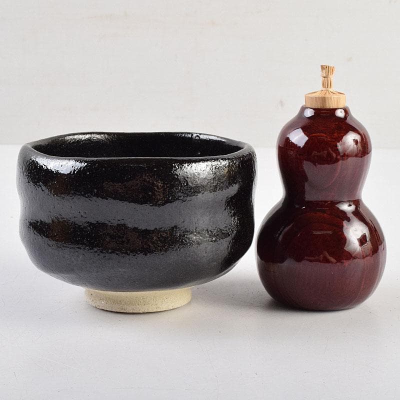 茶道具　御所籠　茶籠　茶碗　松楽造　黒楽茶碗　棗など　八点　一式　U　R9569