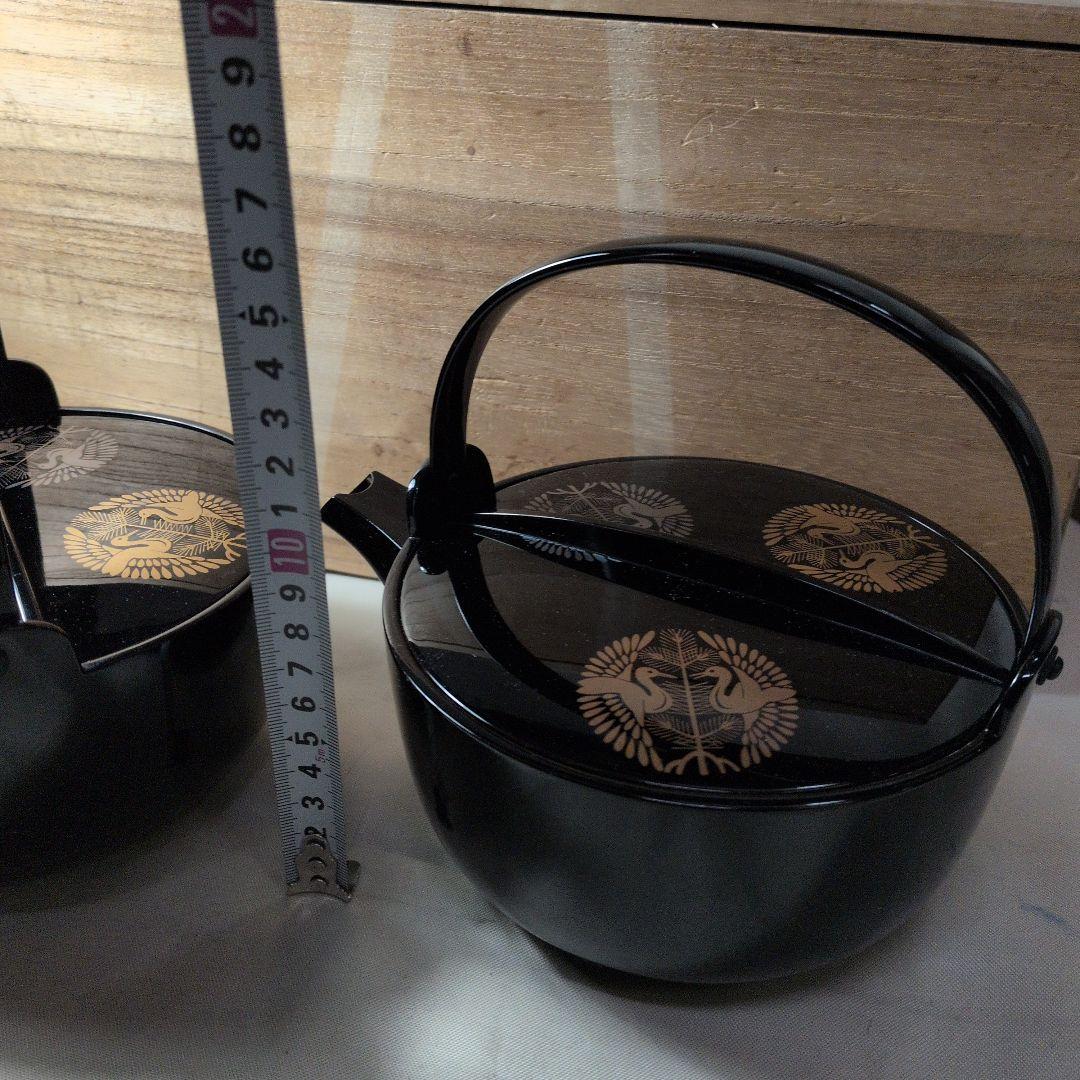 共箱　木製漆器　銚子　蒔絵　鶴丸図　作家物　一対