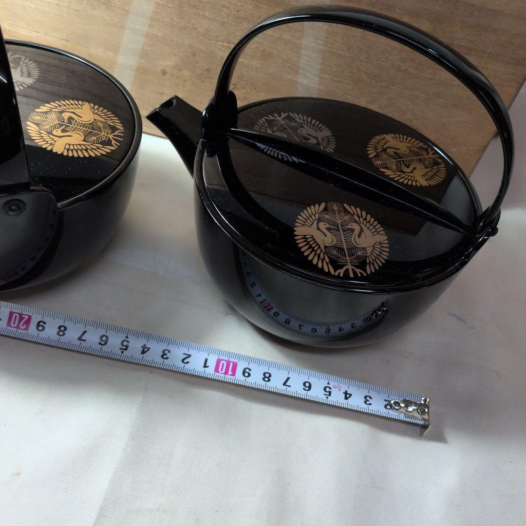 共箱　木製漆器　銚子　蒔絵　鶴丸図　作家物　一対