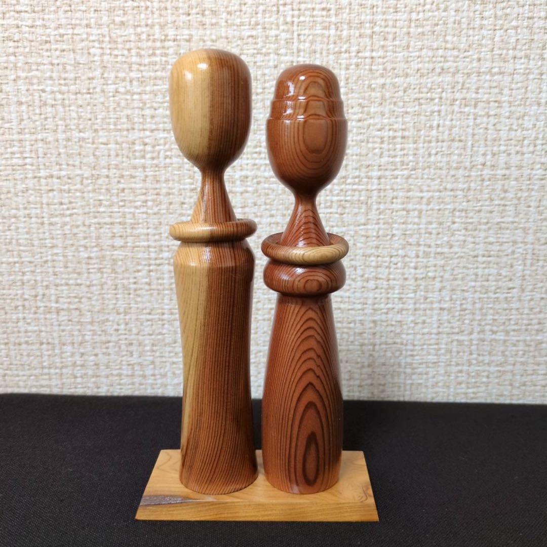 【未使用】屋久杉 工芸品 まとめ売り 夫婦こけし 3組 灰皿 天然木 屋久杉細工