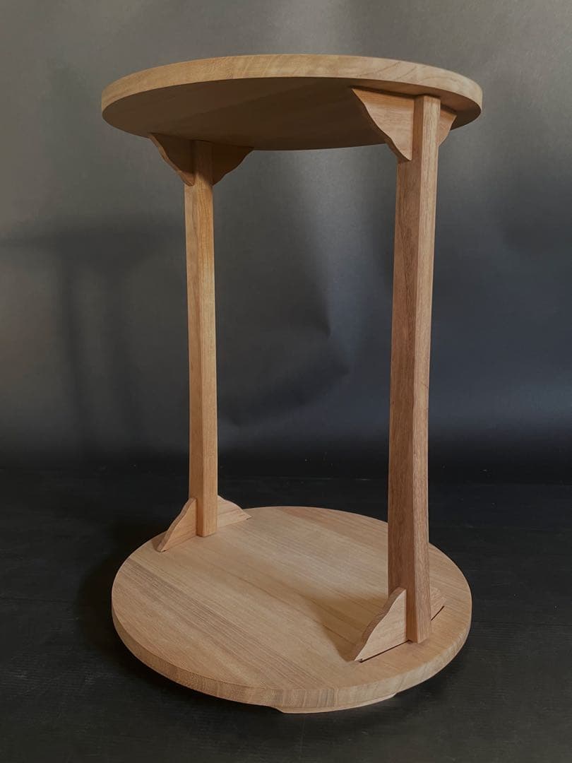 【美品】「祖」 利休好み 桐 丸卓 組立式 紙箱 茶道具 （226Ａ①）