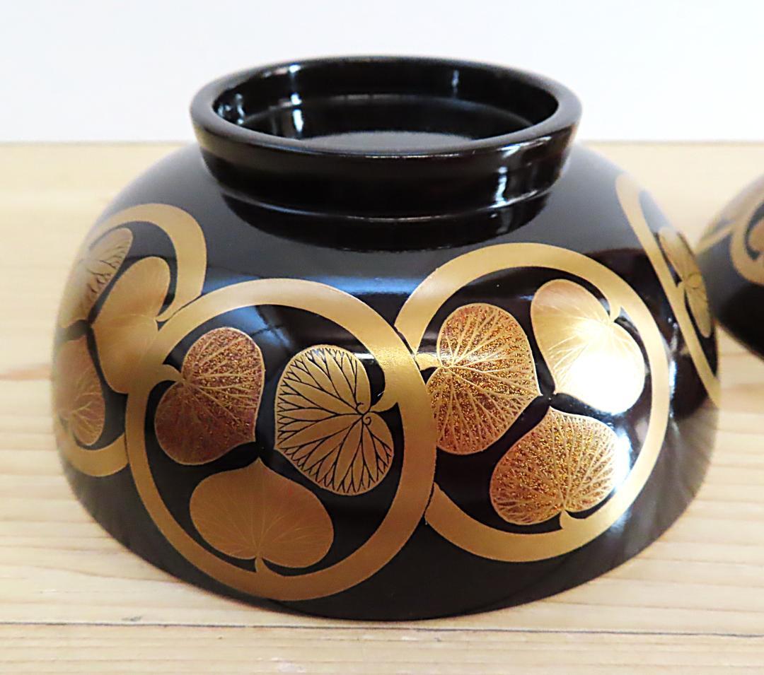 尾張藩　徳川家三つ葉葵紋蓋椀（茶碗・重箱・蒔絵・食籠・大名道具）