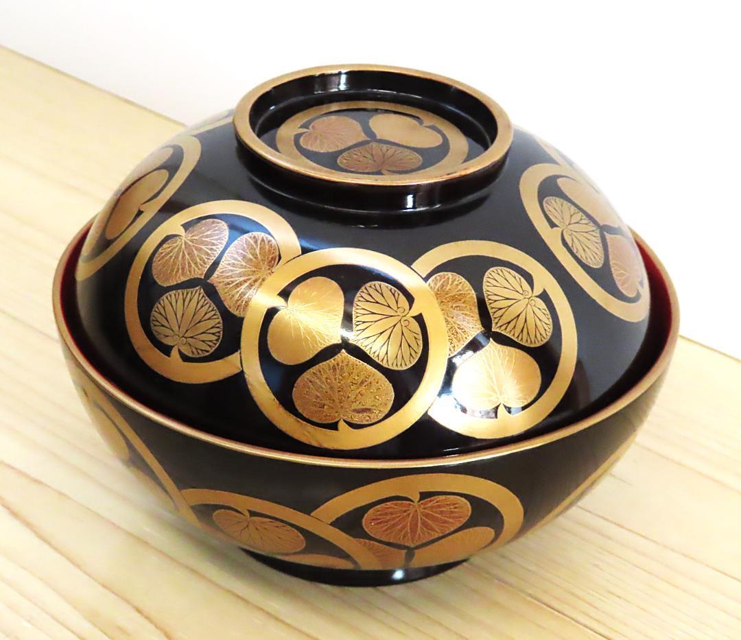 尾張藩　徳川家三つ葉葵紋蓋椀（茶碗・重箱・蒔絵・食籠・大名道具）