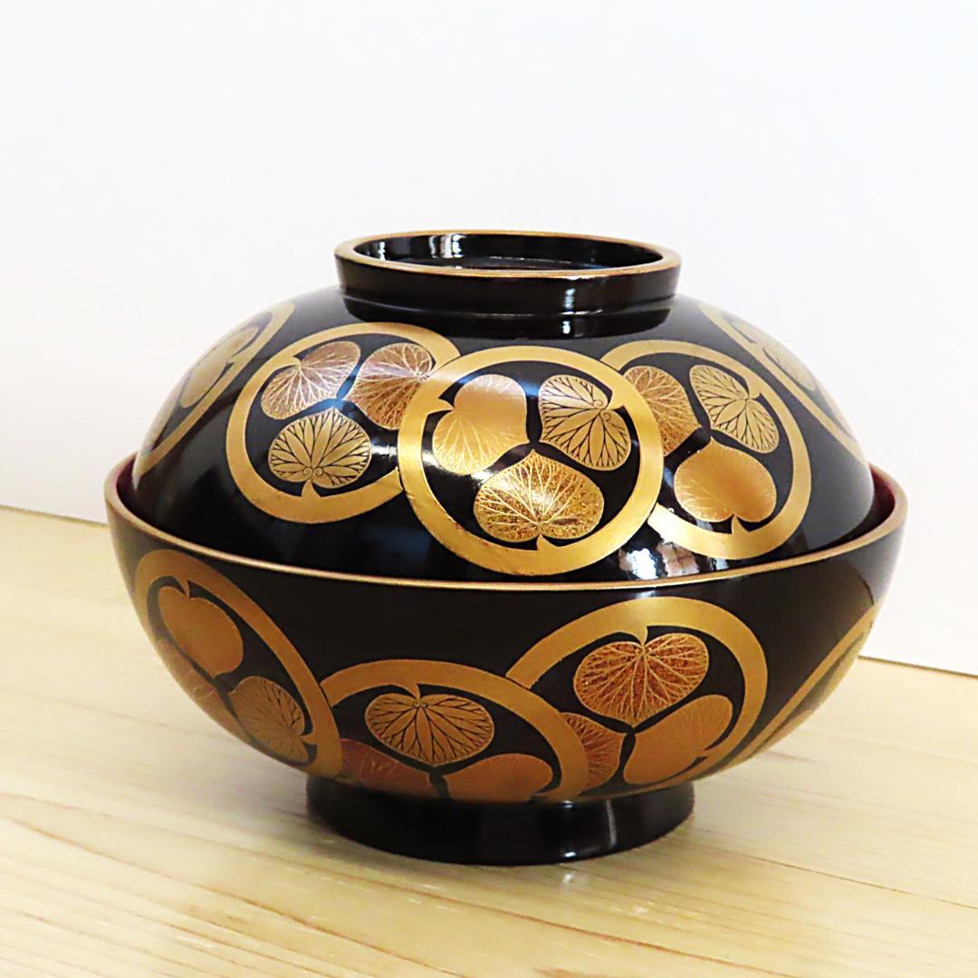 尾張藩　徳川家三つ葉葵紋蓋椀（茶碗・重箱・蒔絵・食籠・大名道具）