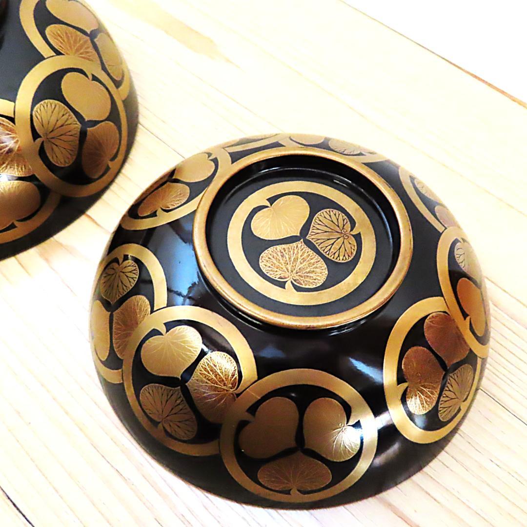 尾張藩　徳川家三つ葉葵紋蓋椀（茶碗・重箱・蒔絵・食籠・大名道具）