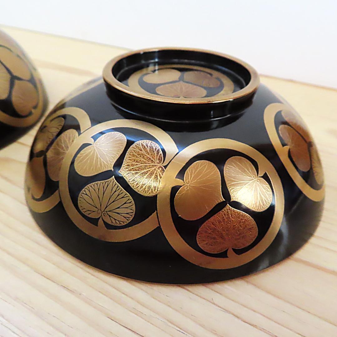 尾張藩　徳川家三つ葉葵紋蓋椀（茶碗・重箱・蒔絵・食籠・大名道具）