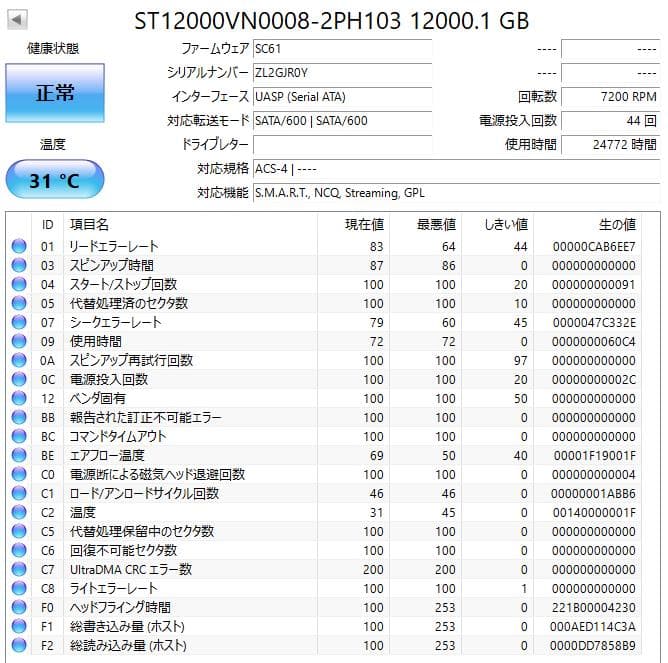 Seagate 3.5インチ内蔵HDD 12TB 2台セット
