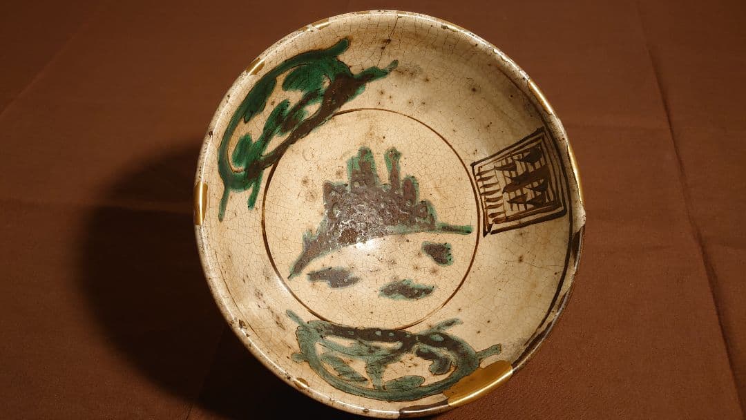 古玩　中国美術　陶器　呉須赤絵　龍紋　１客