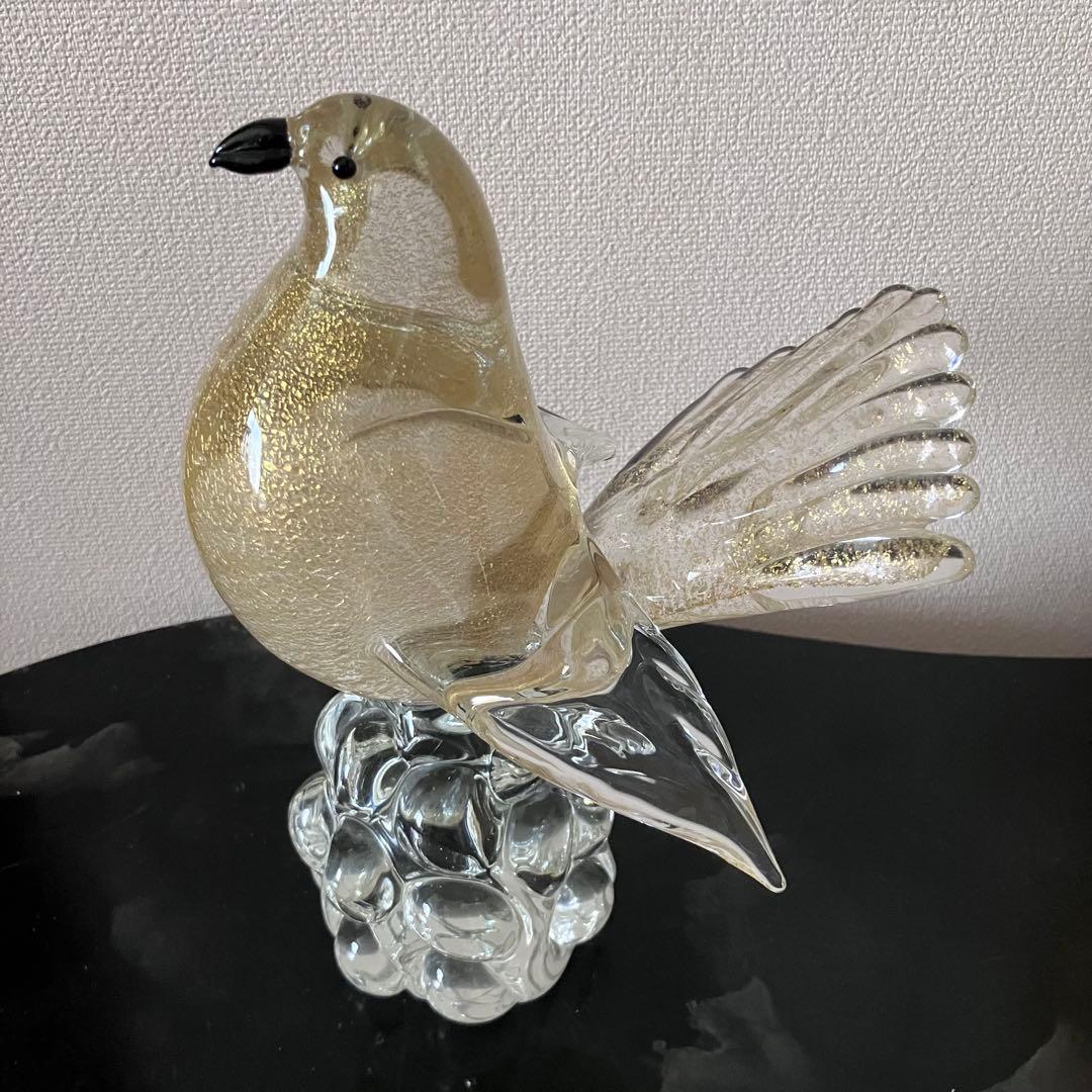 ヴェネチアングラス　 ムラーノ　 ガラス置物　硝子細工 ハト　鳩　鳥