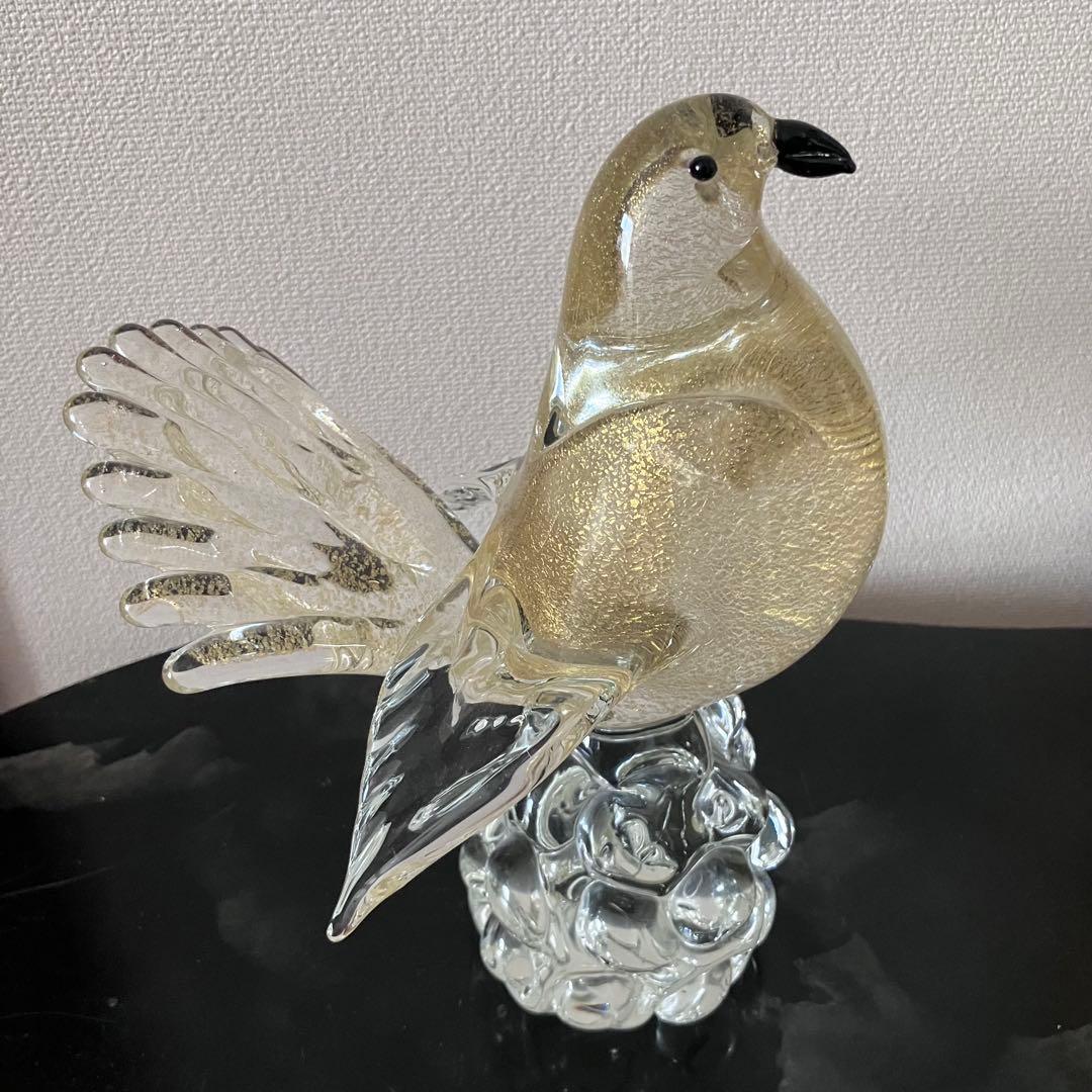 ヴェネチアングラス　 ムラーノ　 ガラス置物　硝子細工 ハト　鳩　鳥