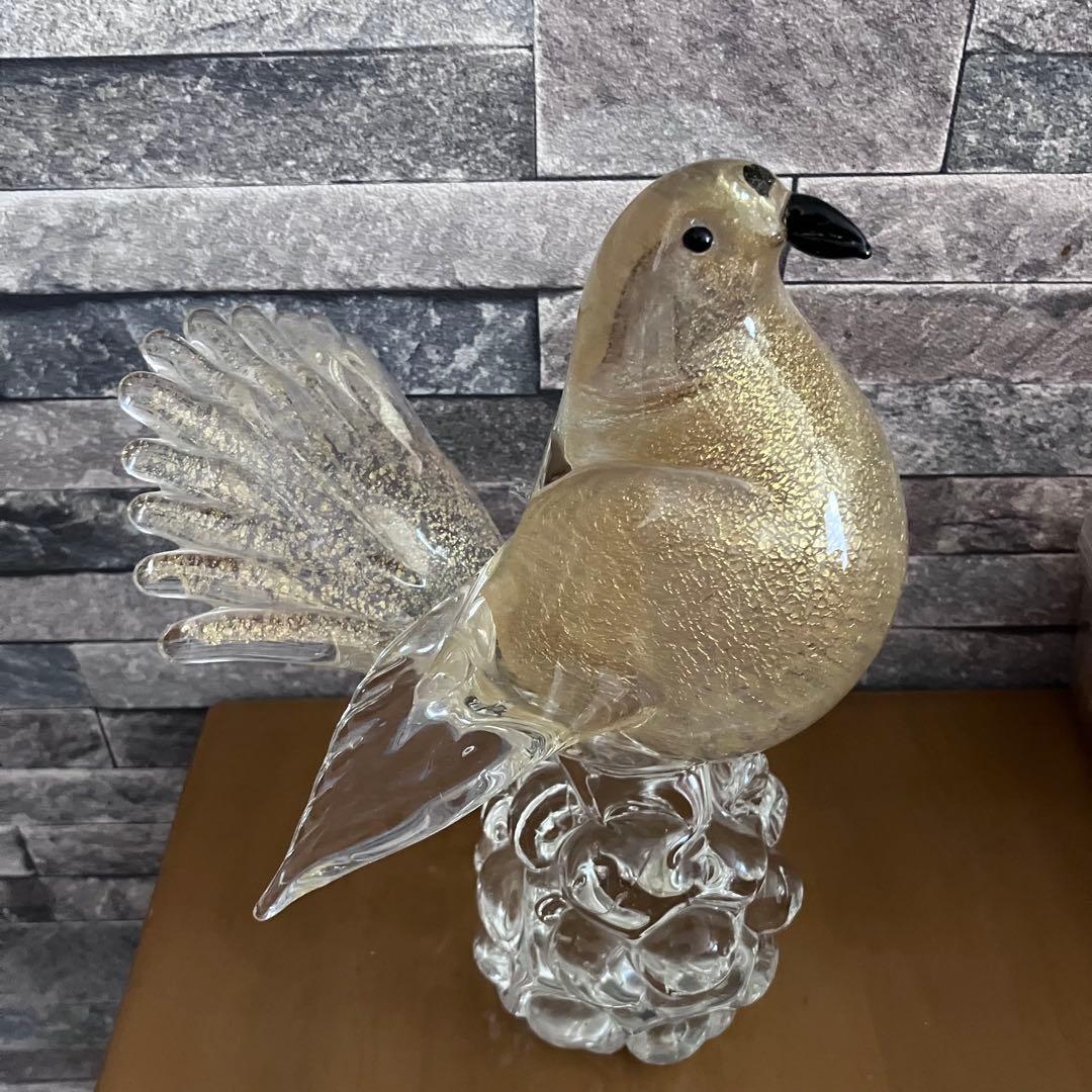 ヴェネチアングラス　 ムラーノ　 ガラス置物　硝子細工 ハト　鳩　鳥