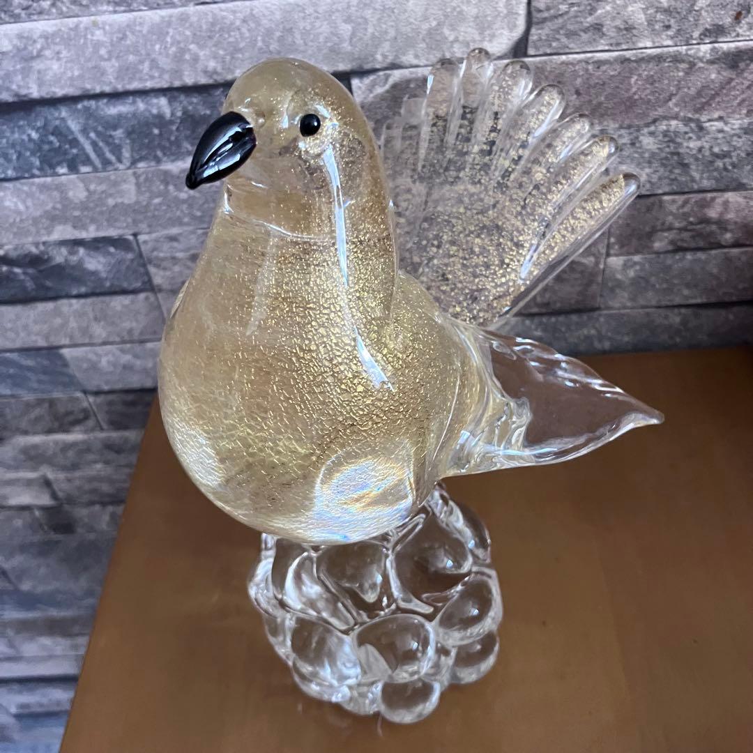 ヴェネチアングラス　 ムラーノ　 ガラス置物　硝子細工 ハト　鳩　鳥