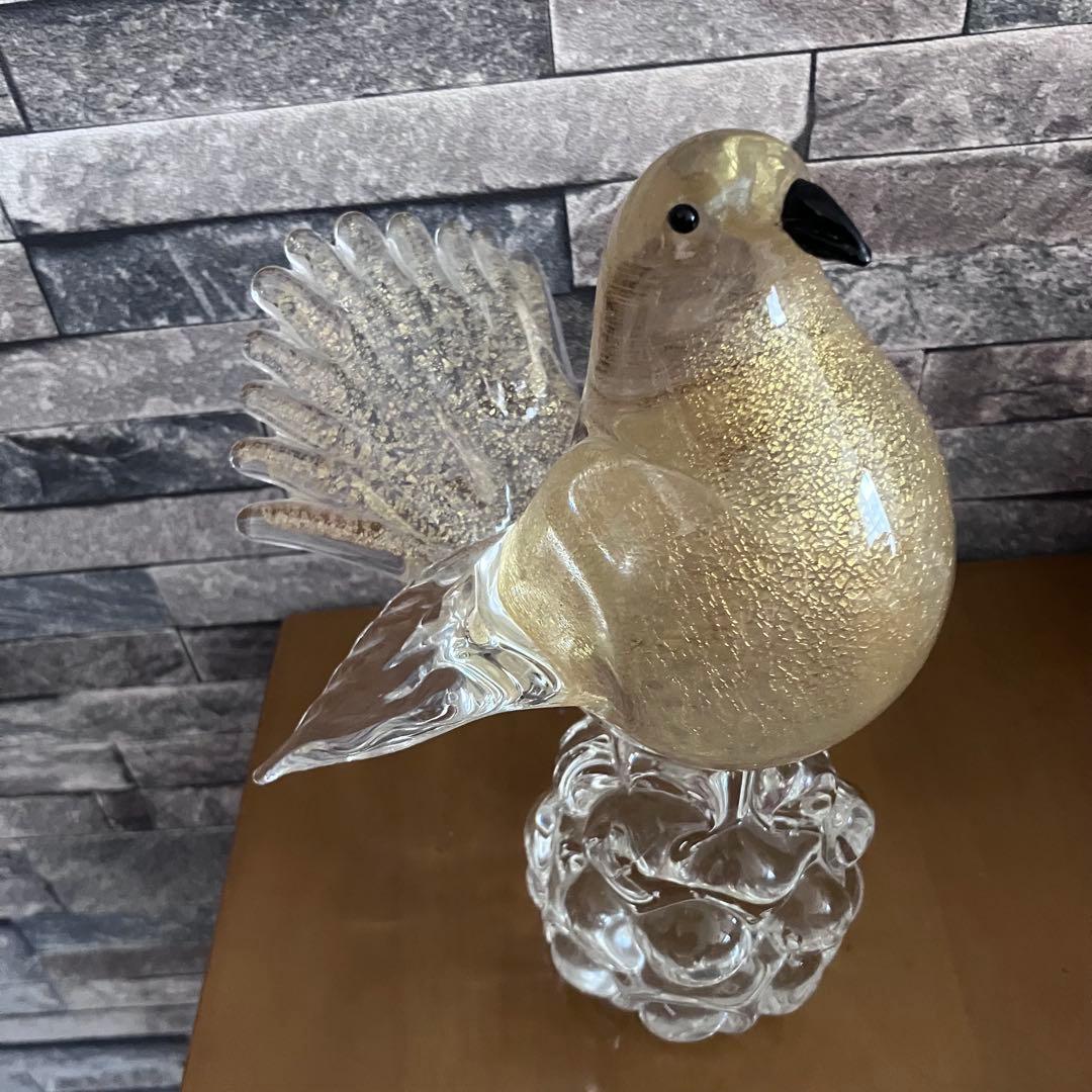 ヴェネチアングラス　 ムラーノ　 ガラス置物　硝子細工 ハト　鳩　鳥