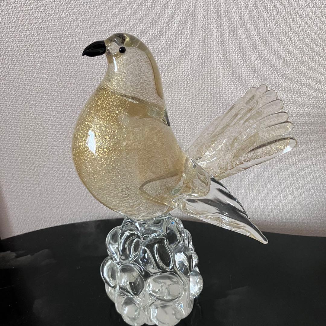 ヴェネチアングラス　 ムラーノ　 ガラス置物　硝子細工 ハト　鳩　鳥