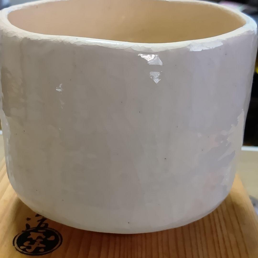 川崎和楽 色絵 白楽 抹茶茶碗 御題茶碗 在銘 和楽 共箱 楽茶碗 茶道具