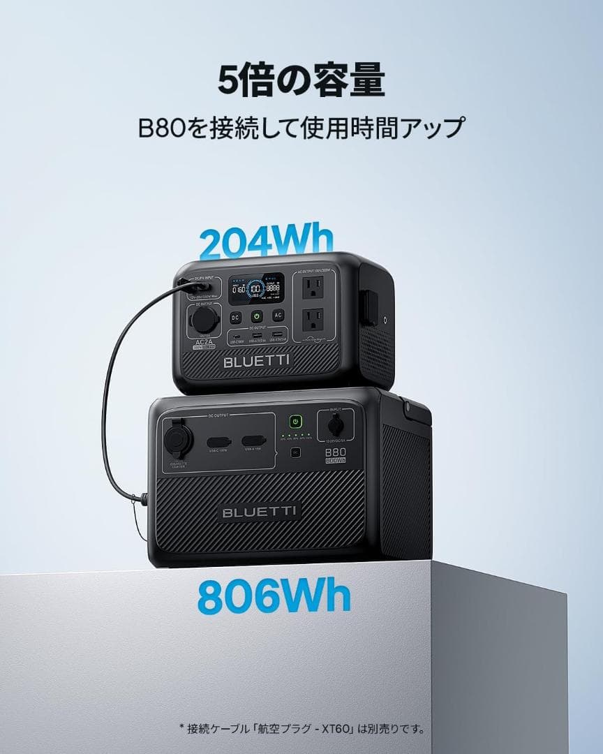 BLUETTI AC2A ポータブル電源 204Wh/300W UPS機能