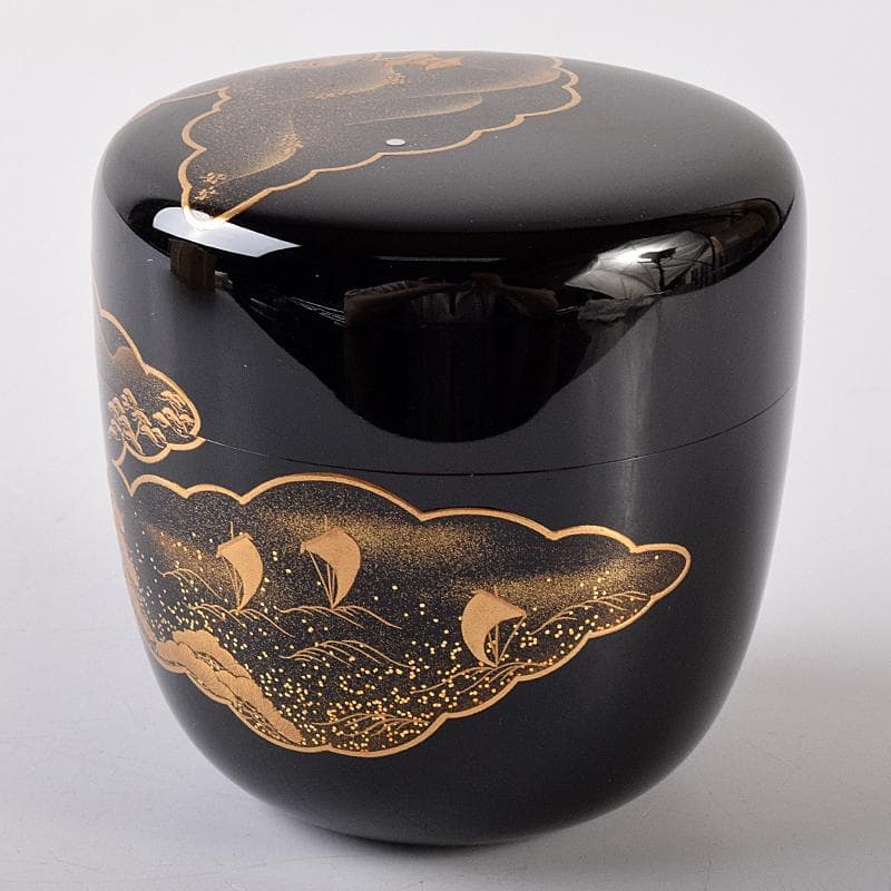 Gojyo　（一平）作　近江八景蒔絵　内銀溜　棗　共布共箱　F　R7952