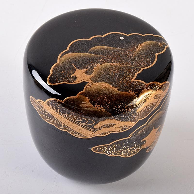Gojyo　（一平）作　近江八景蒔絵　内銀溜　棗　共布共箱　F　R7952