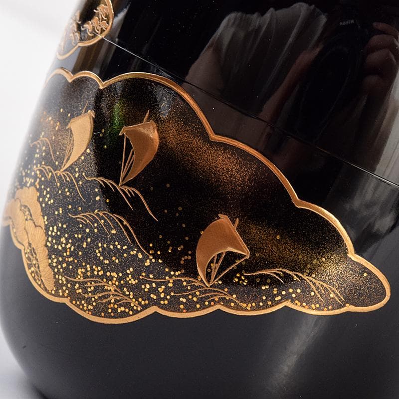 Gojyo　（一平）作　近江八景蒔絵　内銀溜　棗　共布共箱　F　R7952