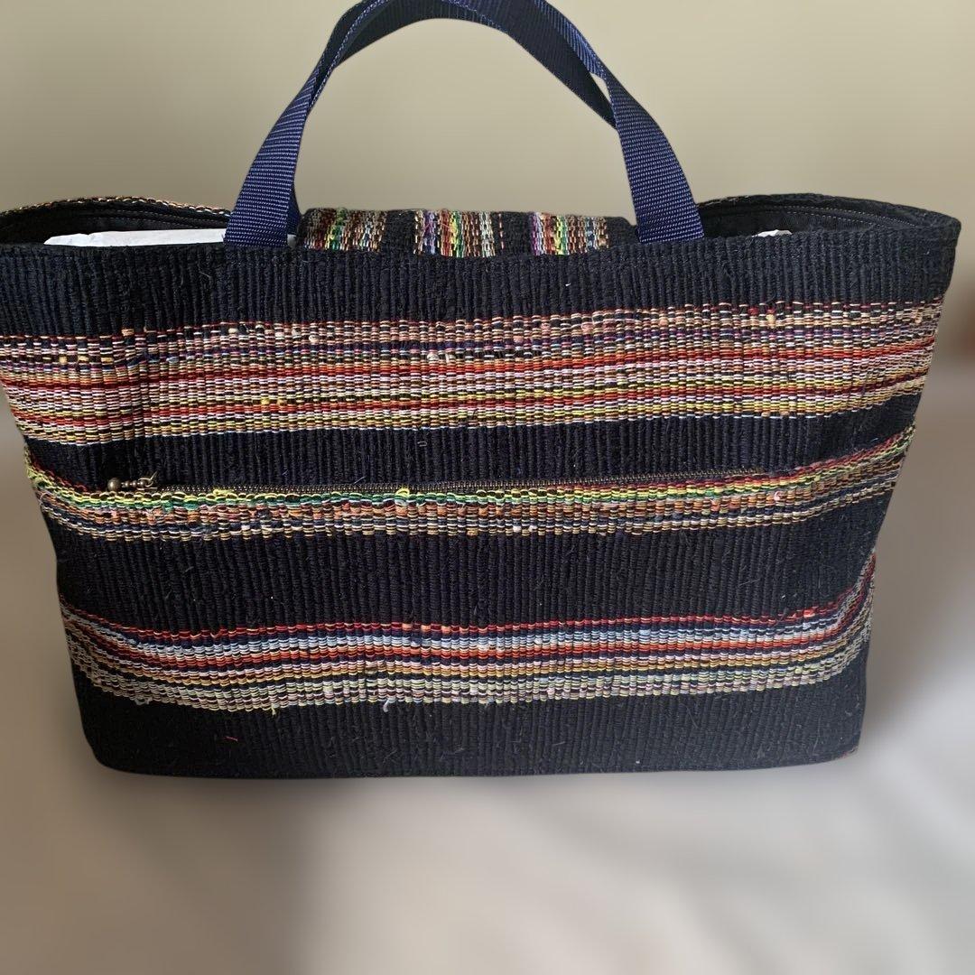 裂き織り　ハンドメイド　トートバッグ