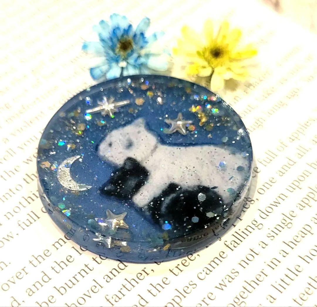 NO.5❤猫と犬 夜空❤ハンドメイド❤レジンヘアゴム❤ブローチ❤ポニーフック