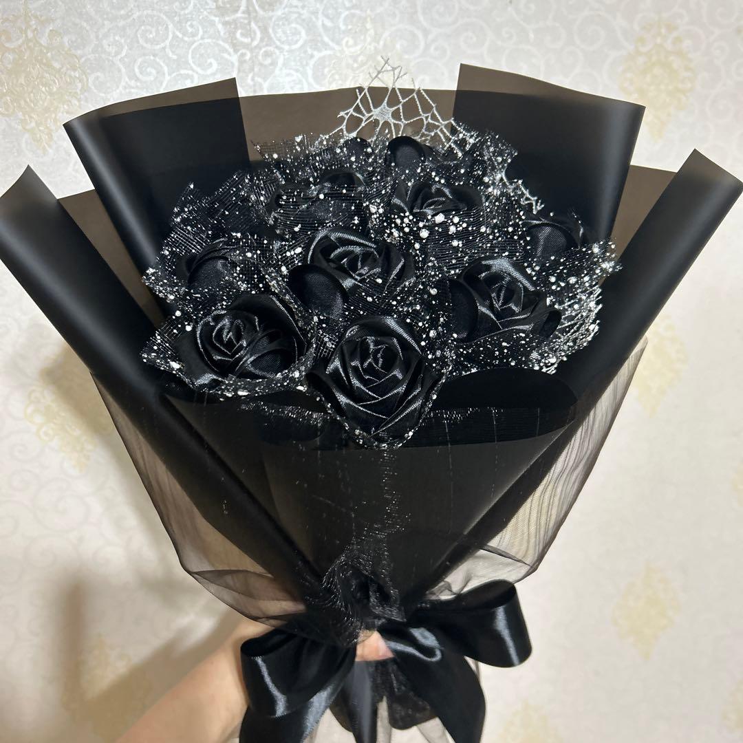 11本黒バラブーケ 薔薇　手作り　枯れない　プレゼント お祝い 特別な人へ