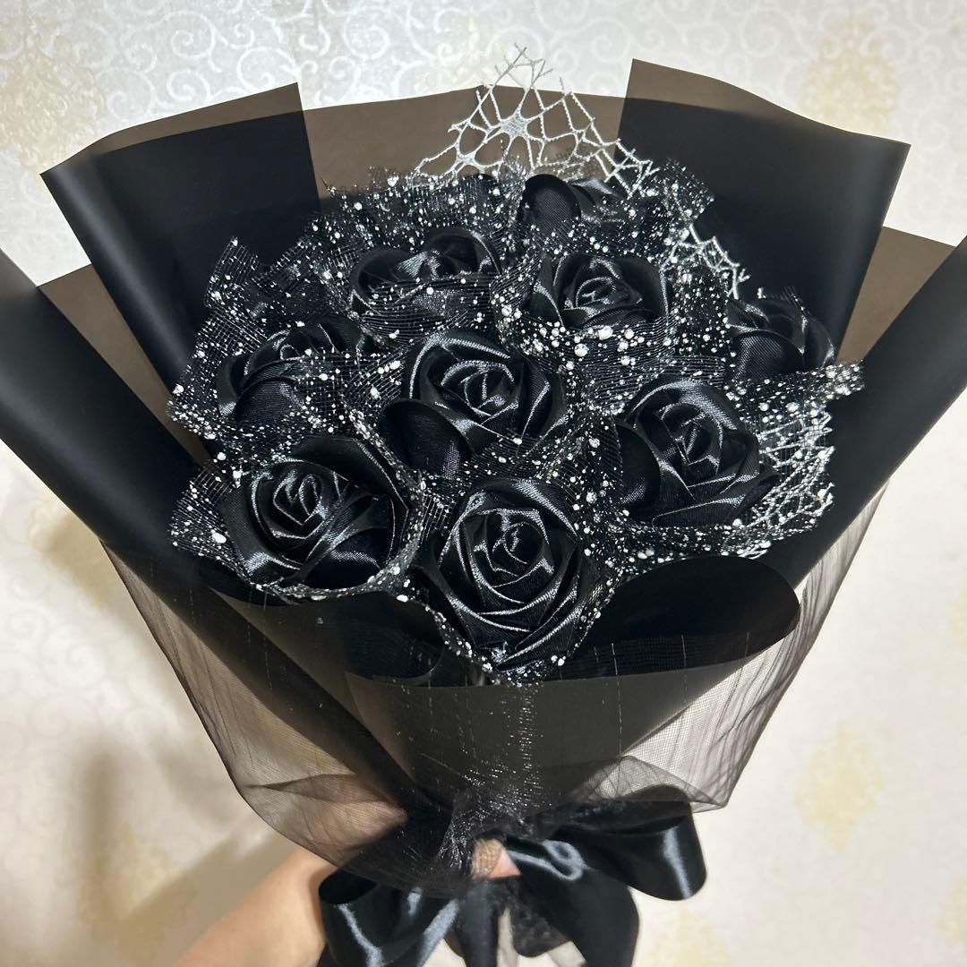 11本黒バラブーケ 薔薇　手作り　枯れない　プレゼント お祝い 特別な人へ