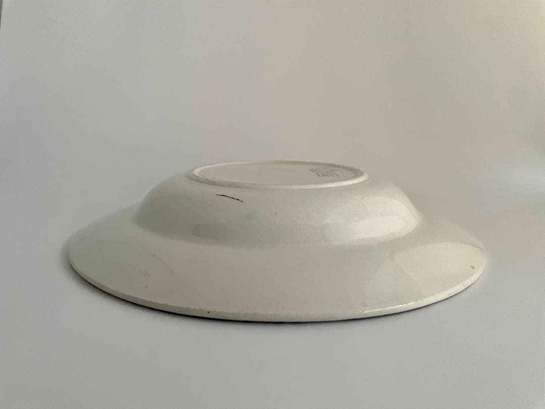 フランス アンティーク 赤い花柄の陶器製の深皿