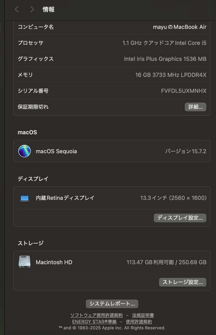 【美品】Apple Macbook Air 2020 i5 16GB ケース付