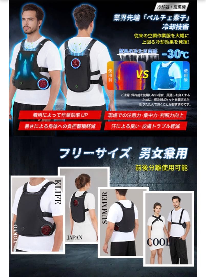 ファン付きペルチェベストKLIFE冷却服