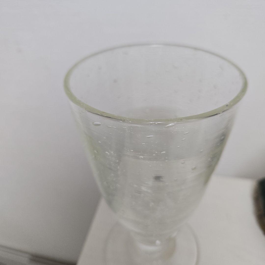 フランス　アンティーク　手吹きガラス　気泡入り　グラス　花瓶