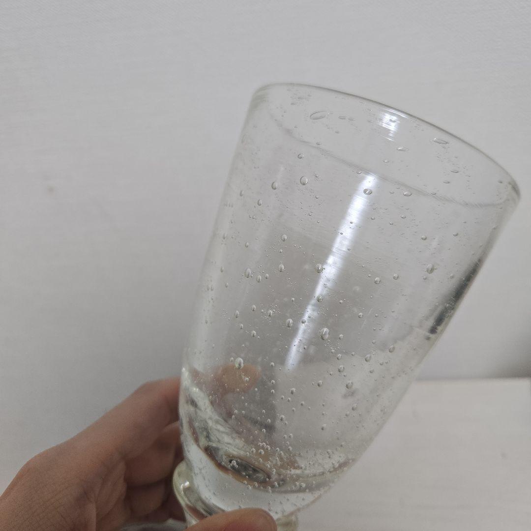 フランス　アンティーク　手吹きガラス　気泡入り　グラス　花瓶