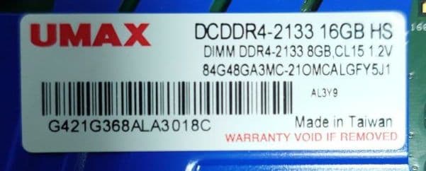 メモリ UMAX DDR4 2133 8GB×2枚組