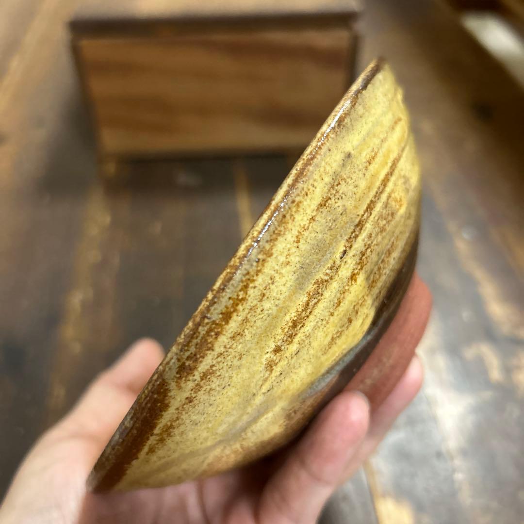 今井政之　「黄伊羅保」　平茶碗　文化功労者　日展重鎮作家　骨董　美術品