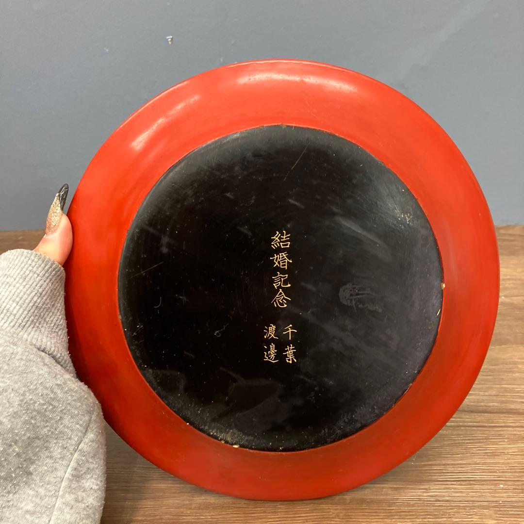 E-2 昭和レトロ 仙台堆朱 漆器セット 三段重箱＆菓子鉢 記念刻印あり