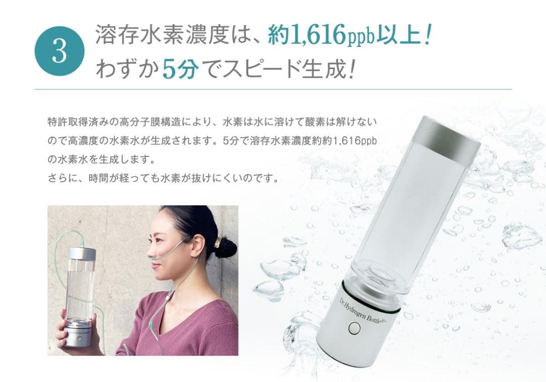 【中古】Dr. Hydrogen Bottle ドクター水素ボトル カニューレ付