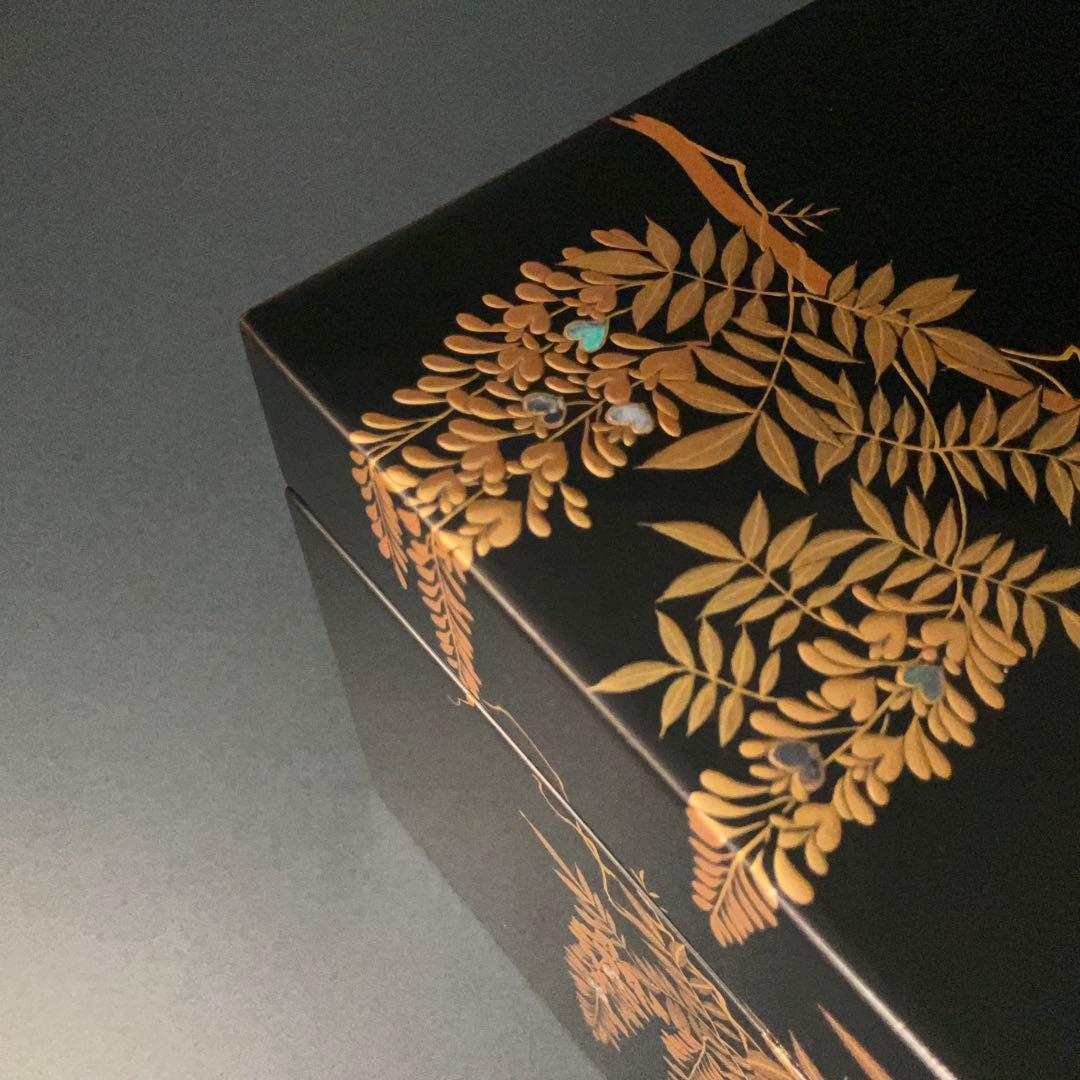 【茶道具】輪島塗　茶箱　藤蒔絵　6R0938ダP2