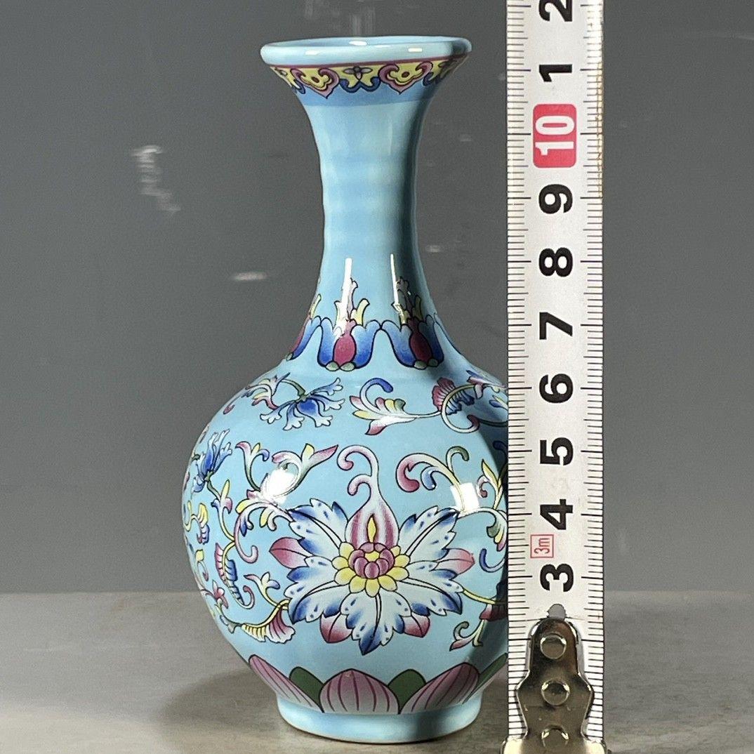 エナメル彩絡枝花花瓶 景徳鎮 陶磁器 装飾品 現代工芸品 美術品 置物