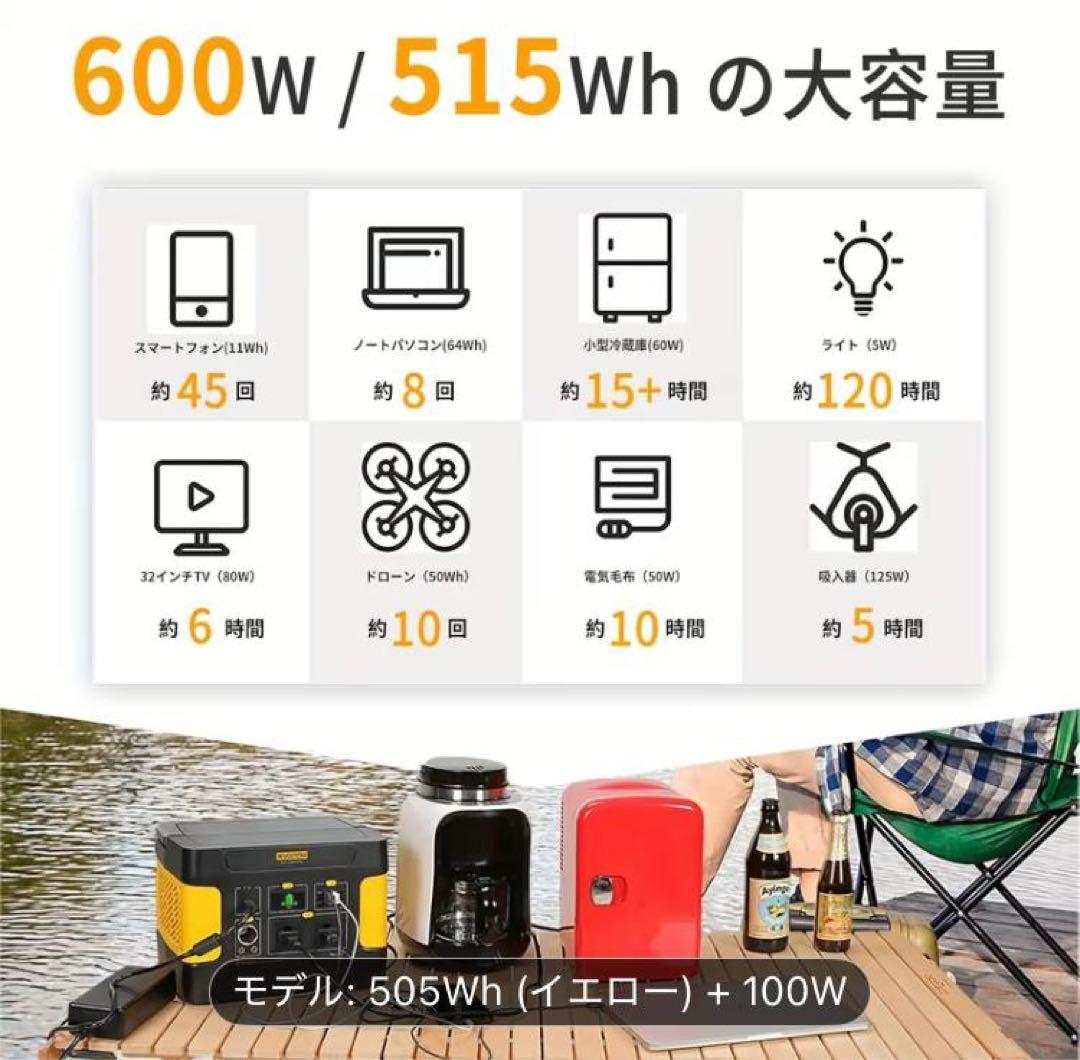 EVOPDW ポータブル電源515Wh + ソーラーパネル100W セット