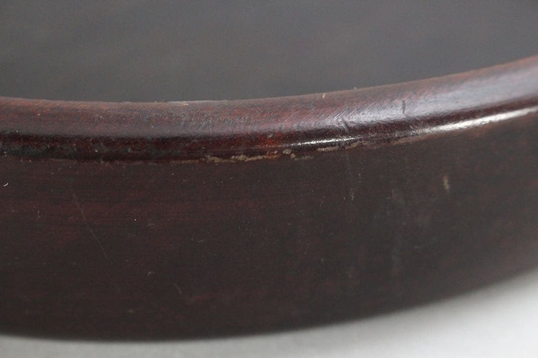 No5588時代　唐木刳貫丸盆　直径28.5cm 煎茶道具　紫檀　黒檀　送料無料