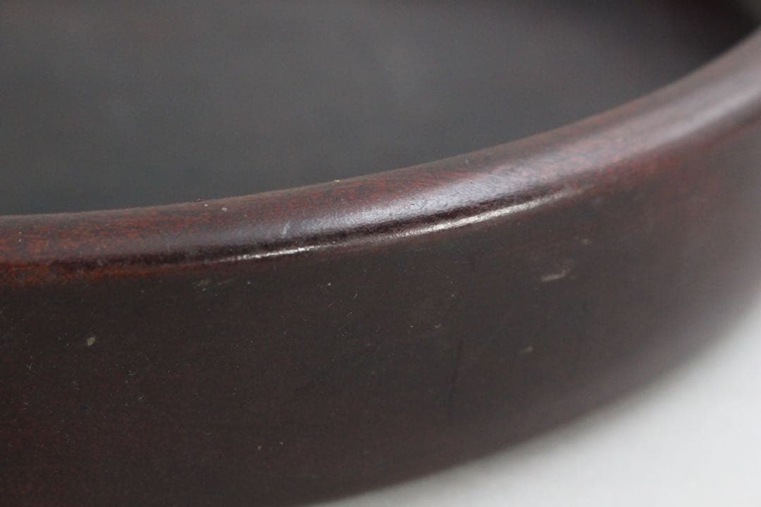 No5588時代　唐木刳貫丸盆　直径28.5cm 煎茶道具　紫檀　黒檀　送料無料